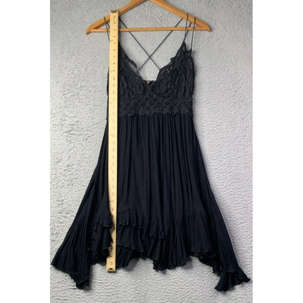 Free People Black Lace-Trim Midi Dress